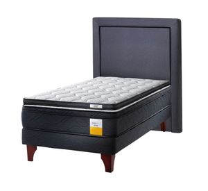 Cama europea 1 plaza + topper + respaldo 190 cm Drimkip