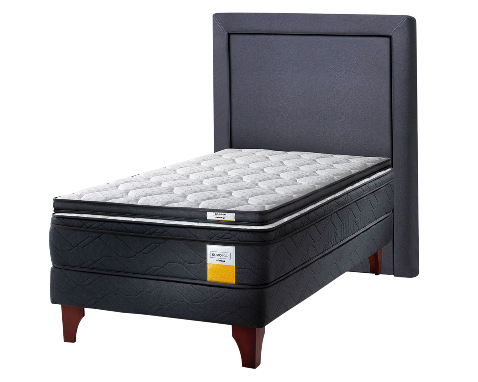 Drimkip Cama europea Eurotop 1 plaza + respaldo + topper