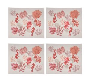 Individual Caballito de mar crudo impermeable 42x36 cm 4 un.