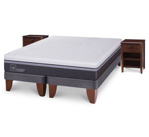 Cama europea king Ortopedic Advance + velador New Torino chocolate Cic