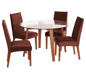 Juego de comedor 4 sillas tela chocolate Latam Home