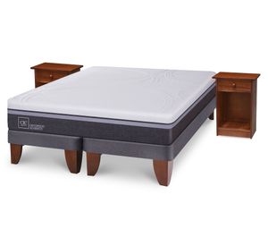 Cama europea 2 plazas Ortopedic Advance + velador Villarrica Cic
