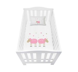 Cubreplumón cuna Ovejita Rosada blanco