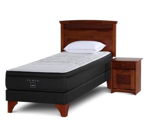 Cama europea 1.5 plazas Tempo patas + set Veneto + almohada Rosen