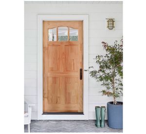 Puerta Pino Radiata Emiliana 85x210 cm 3 vidrios Moldupanel