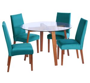 Juego de comedor 4 sillas tela turquesa Latam Home
