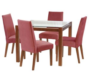 Juego de comedor 4 sillas tela palo rosa Latam Home