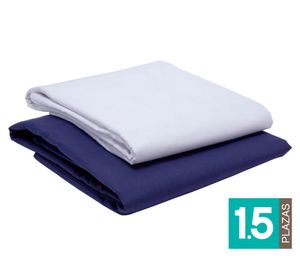 Pack 2 Juego de sábanas 1.5 plazas azul/blanco