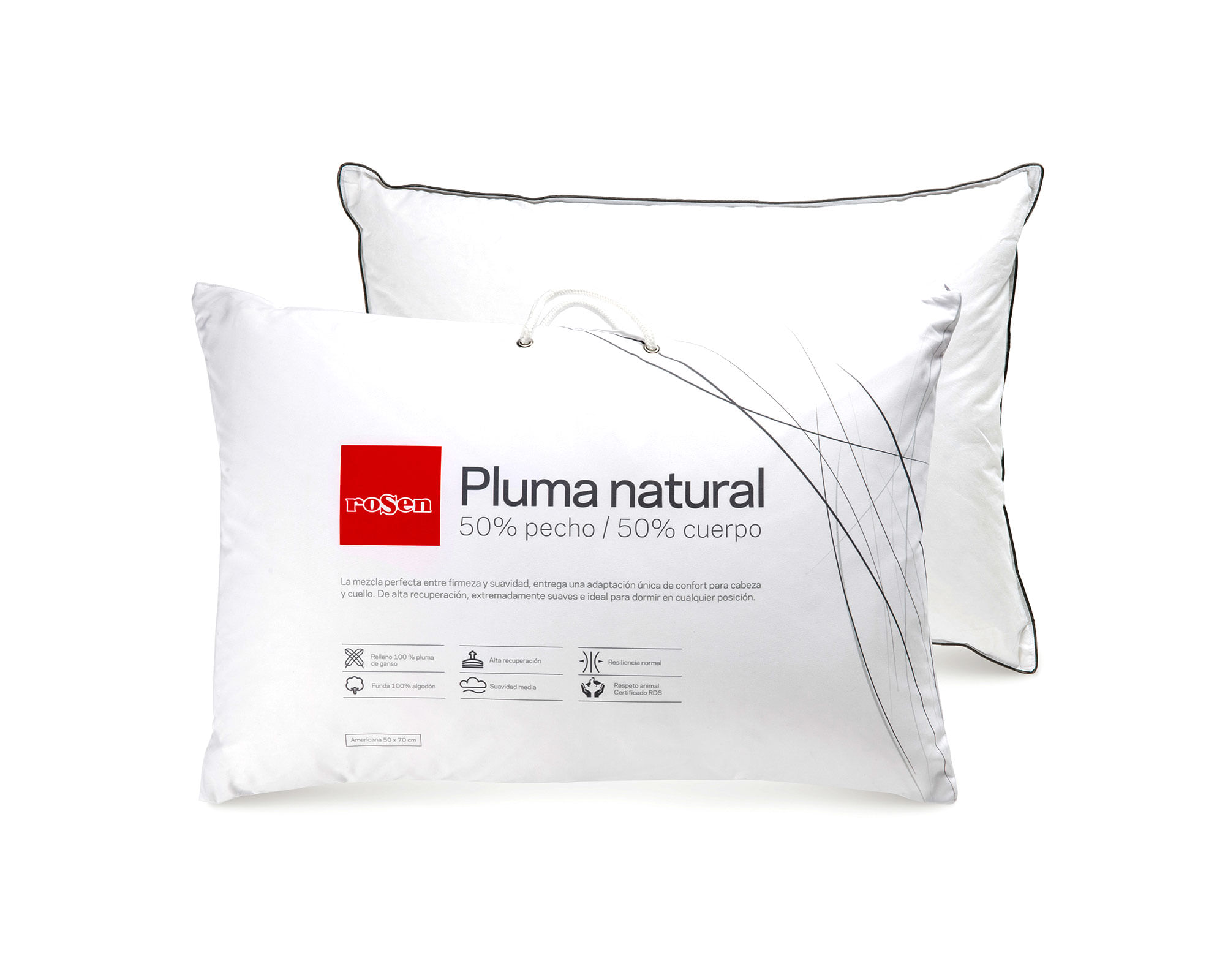 Rosen Almohada americana 50x70 cm Pluma natural blanco