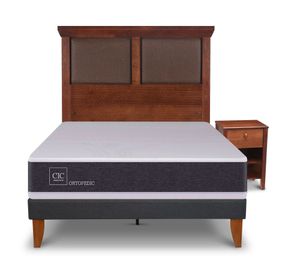 Cama europea Curve Ortopedic 1.5 plazas New Torino + 1 respaldo + 1 velador Cic
