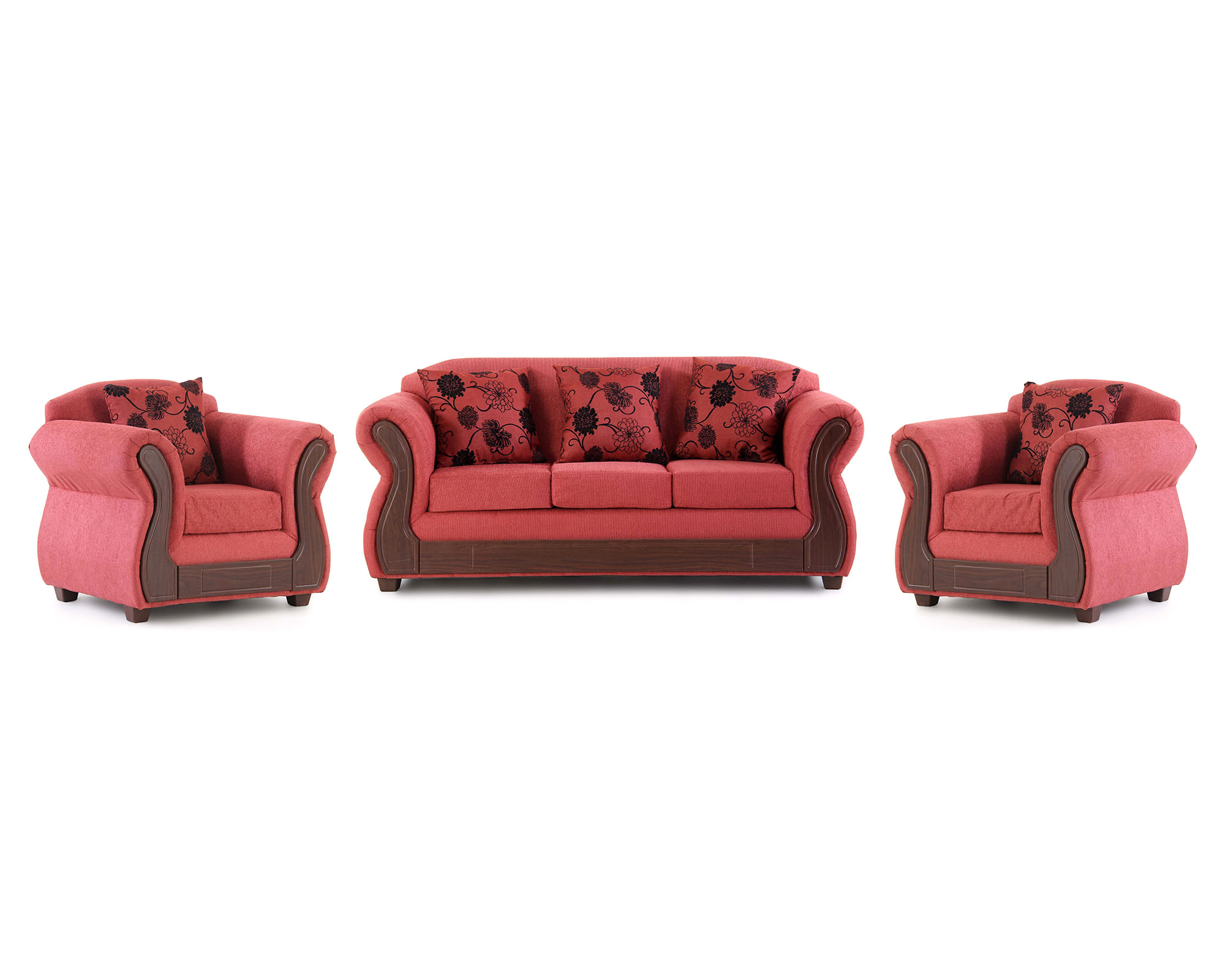 Kea Juego de living 5 cuerpos Milano rojo