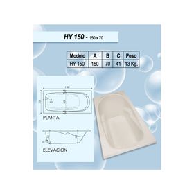 Tina 70x150 cm HY blanco Norglas.