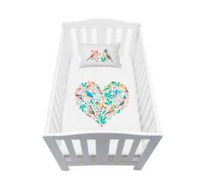 Cubreplumón cuna Pajaritos blanco