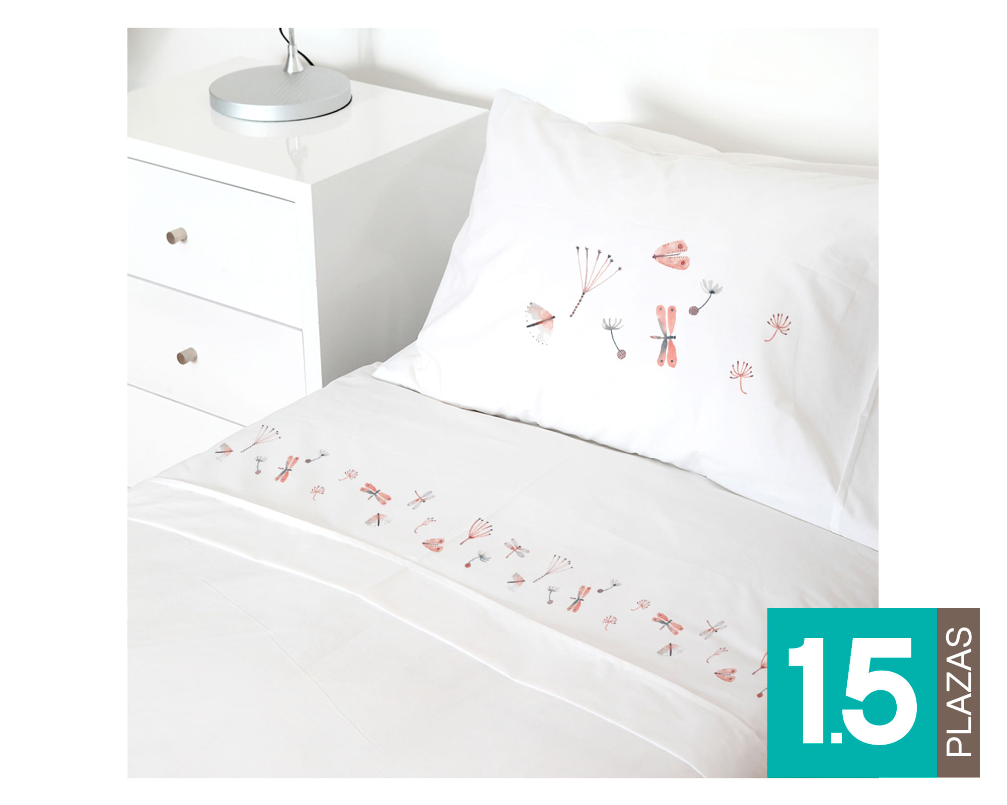 Tuyo Print Juego Sábanas 1.5 plazas Brisa blanco