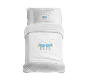 Cubreplumón transición Ovejita Celeste blanco