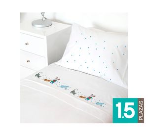 Juego Sábanas 1.5 plazas Ratoncito blanco