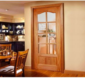 Puerta Pino Radiata Caburga 80x210 cm 8 Vidrios Moldupanel