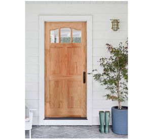 Puerta Pino Radiata Emiliana 85x200 cm 3 vidrios Moldupanel