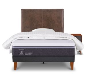 Cama europea Curve O Advance 1.5 plazas Baker + almohada + plumón + respaldo + velador Cic