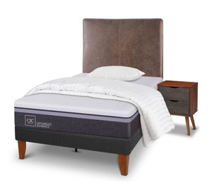 Cama europea Curve O Advance 1.5 plazas Baker + almohada + plumón + respaldo + velador Cic