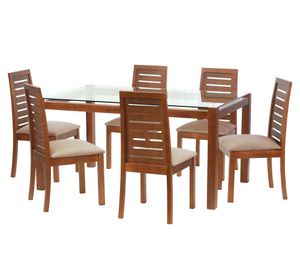 Juego de comedor 6 sillas tela beige Latam Home