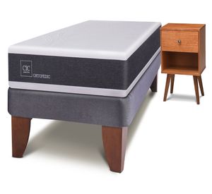 Cama europea 1.5 plazas Ortopedic + velador Gales Cic