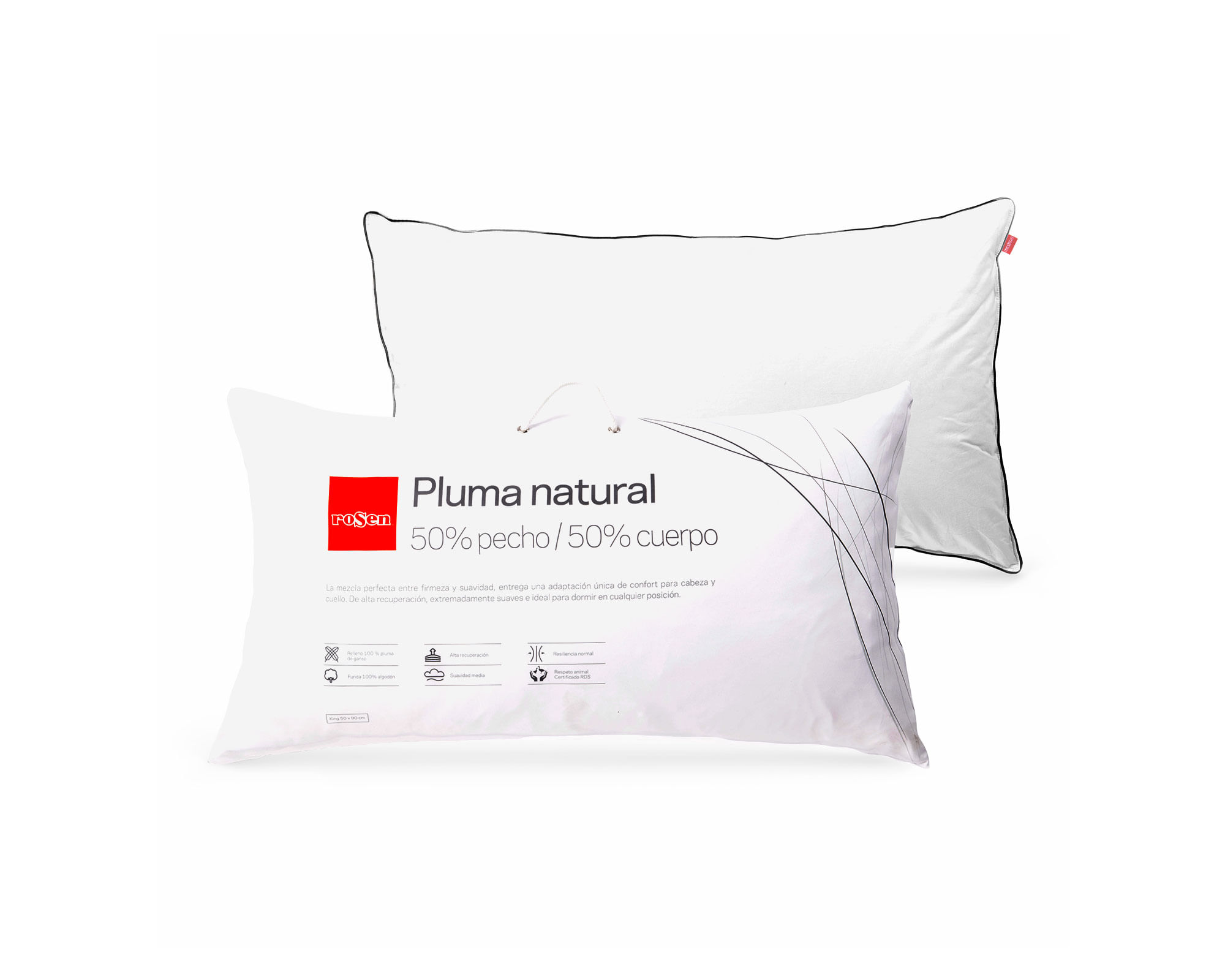 Rosen Almohada americana 50x90 cm Pluma natural blanco