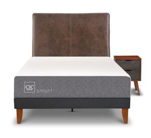 Cama europea Curve Smart 1.5 plazas Baker + 1 respaldo + 1 velador Cic