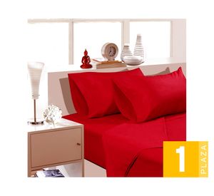 Juego de sábanas 1 plaza 144 Hilos rojo