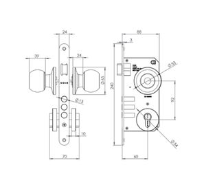 Cerradura de embutir Bola 201 acceso