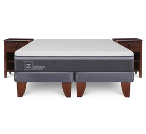 Cama europea 2 plazas Ortopedic Advance base dividida + velador New Torino chocolate Cic