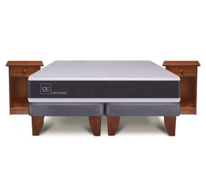 Cama europea 2 plazas Ortopedic + veladores Villarrica chocolate Cic