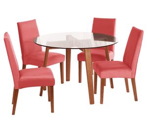Juego de comedor 4 sillas tela palo rosa Latam Home