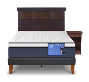 Cama europea Curve E. Plus 1.5 plazas New Dublin chocolate + respaldo + velador Cic