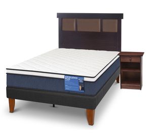 Cama europea Curve E. Plus 1.5 plazas New Dublin chocolate + respaldo + velador Cic
