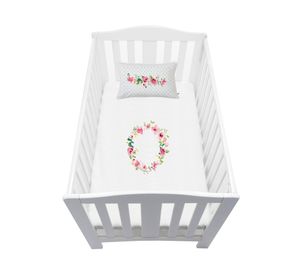 Cubreplumón cuna Letras Vintage O blanco