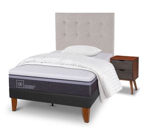Cama europea Curve O Advance 1.5 plazas Tigris + almohada + plumón + respaldo + velador Cic