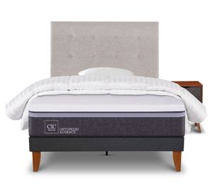 Cama europea Curve O Advance 1.5 plazas Tigris + almohada + plumón + respaldo + velador Cic
