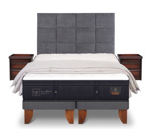 Cama europea súper king Súper Premium dividida + set Támesis gris + plumón Cic