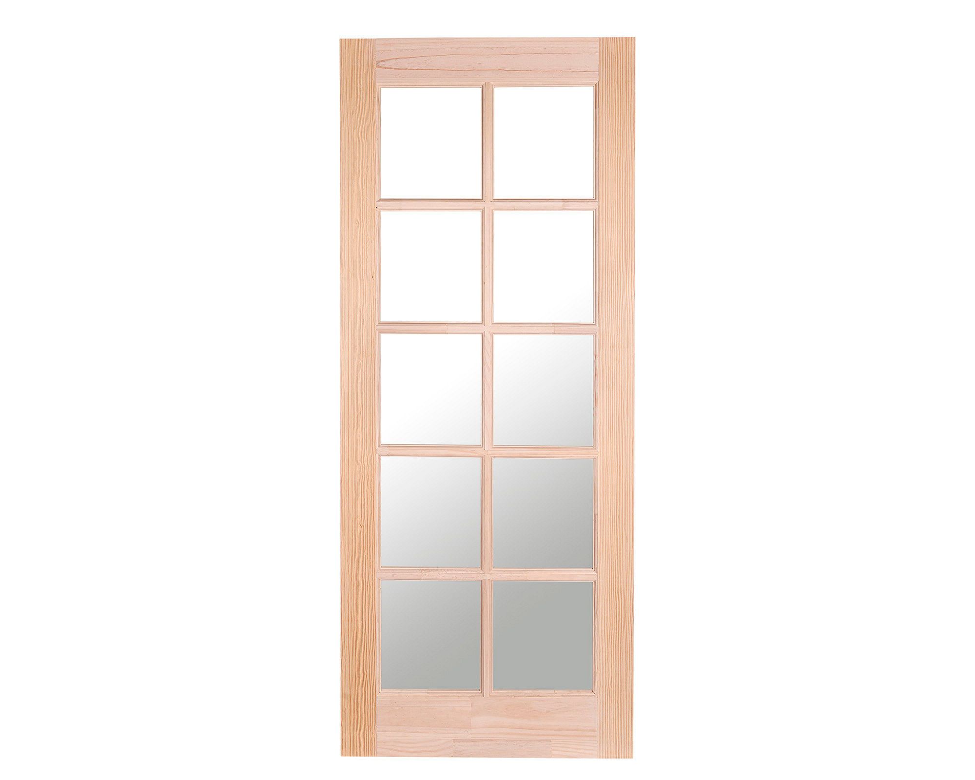 Puerta Pino Radiata Sevillana 75x230 cm 10 Vidrios Moldupanel