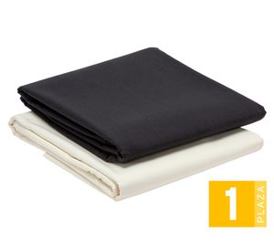 Pack 2 Juego de sábanas 1 plaza negro/beige