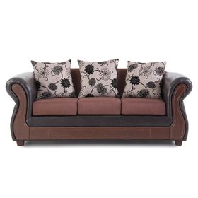 Sofá 3 cuerpos Rapsodia mixto eco cuero PU café/negro