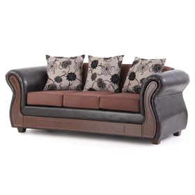 Sofá 3 cuerpos Rapsodia mixto eco cuero PU café/negro