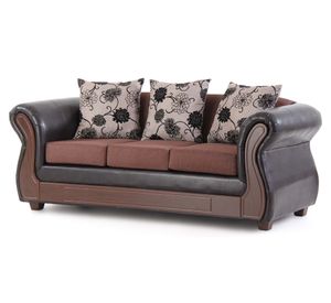 Sofá 3 cuerpos Rapsodia mixto eco cuero PU café/negro