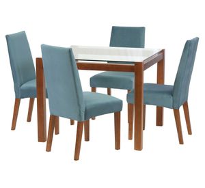 Juego de comedor 4 sillas tela turquesa Latam Home