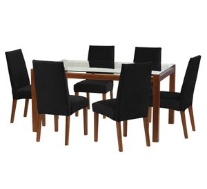 Juego de comedor 6 sillas tela negro Latam Home