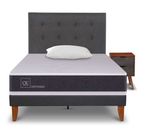 Cama europea Curve Ortopedic 1.5 plazas Eufrates 1 almohada + 1 respaldo + 1 velador Cic