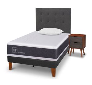 Cama europea Curve Ortopedic 1.5 plazas Eufrates 1 almohada + 1 respaldo + 1 velador Cic