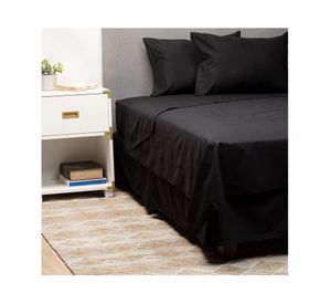 Cubre colchón 1.5 plazas + Juego de sábanas + Faldón negro