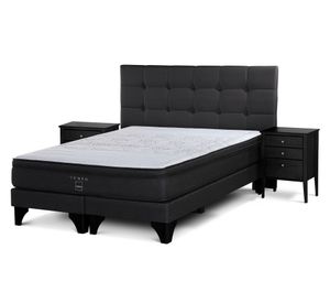Box spring 2 plazas Tempo base dividida patas + set Issey grafito Rosen